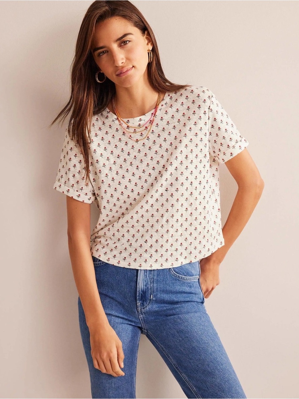 BODEN Floral Jersey Tee